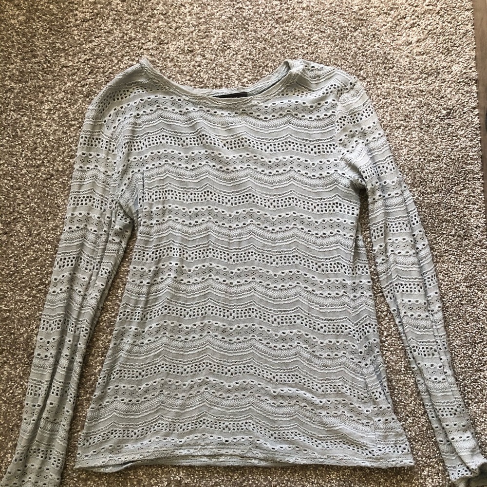 BCBGMaxAzria I’ve Blue Long Sleeve Lace Top M